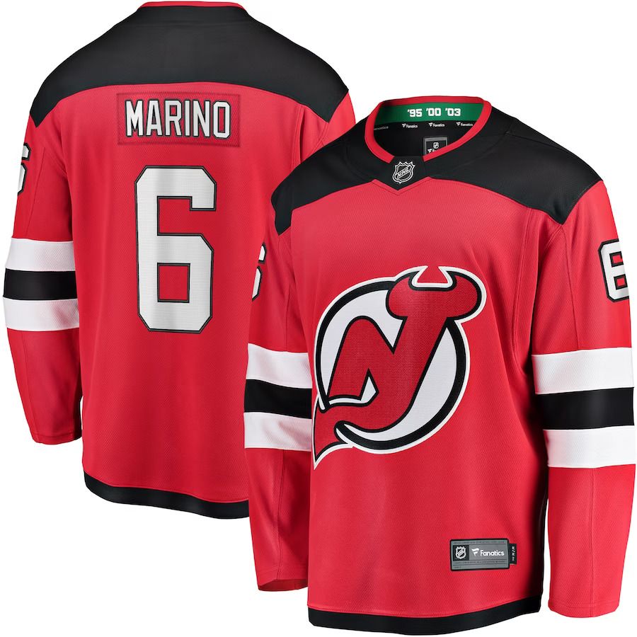 Men New Jersey Devils 6 John Marino Fanatics Branded Red Home Breakaway Player NHL Jersey